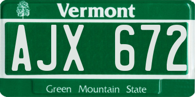 VT license plate AJX672