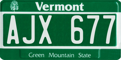 VT license plate AJX677