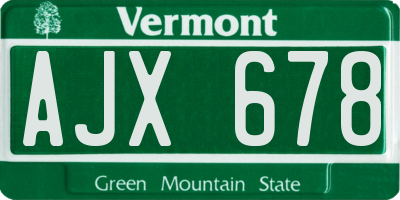 VT license plate AJX678