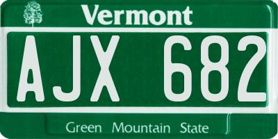 VT license plate AJX682