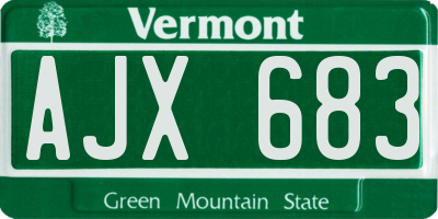 VT license plate AJX683