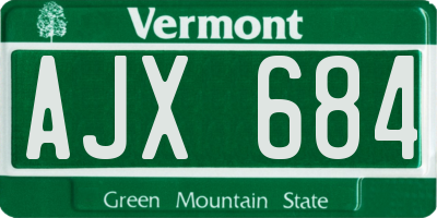 VT license plate AJX684