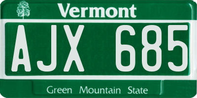 VT license plate AJX685