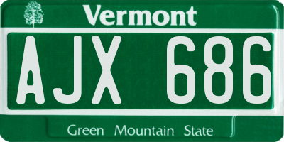 VT license plate AJX686