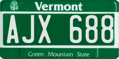 VT license plate AJX688