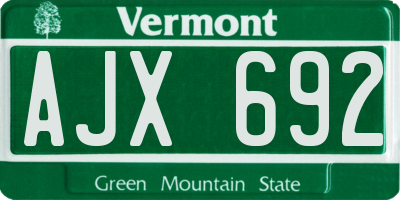 VT license plate AJX692