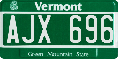 VT license plate AJX696