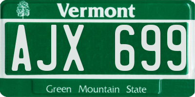 VT license plate AJX699