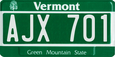 VT license plate AJX701