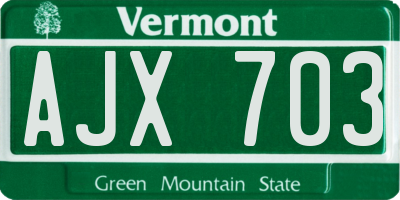 VT license plate AJX703