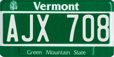 VT license plate AJX708