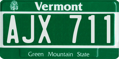 VT license plate AJX711