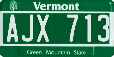 VT license plate AJX713