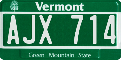 VT license plate AJX714