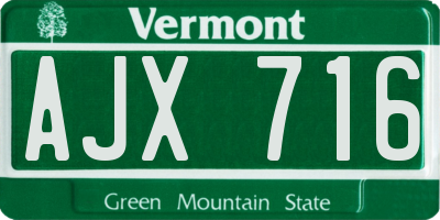 VT license plate AJX716
