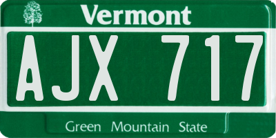 VT license plate AJX717