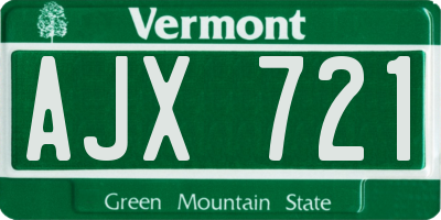 VT license plate AJX721