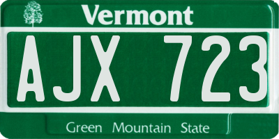 VT license plate AJX723