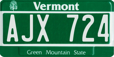 VT license plate AJX724