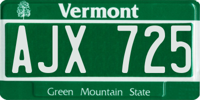 VT license plate AJX725