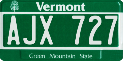 VT license plate AJX727