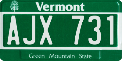 VT license plate AJX731