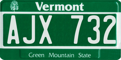 VT license plate AJX732