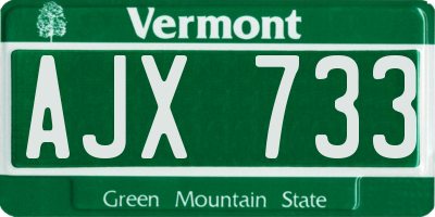 VT license plate AJX733