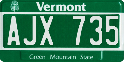 VT license plate AJX735