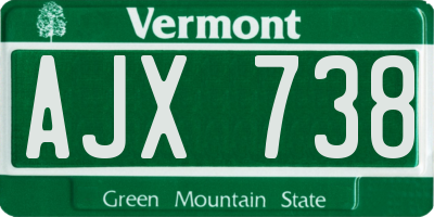 VT license plate AJX738