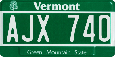 VT license plate AJX740