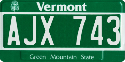 VT license plate AJX743