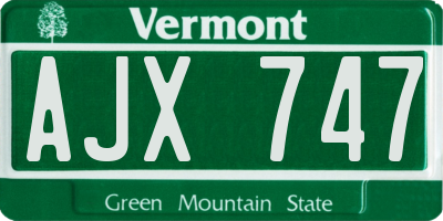 VT license plate AJX747