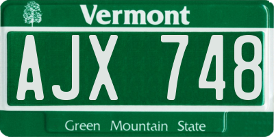 VT license plate AJX748
