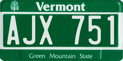 VT license plate AJX751