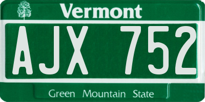 VT license plate AJX752
