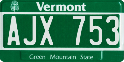 VT license plate AJX753