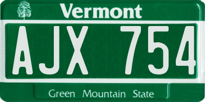 VT license plate AJX754