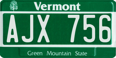VT license plate AJX756