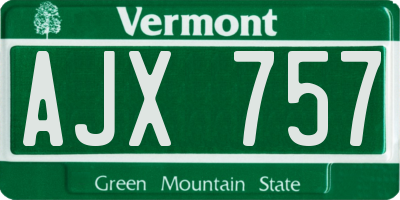 VT license plate AJX757