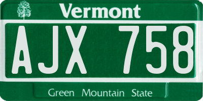 VT license plate AJX758