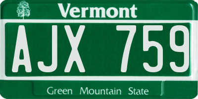 VT license plate AJX759