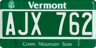 VT license plate AJX762