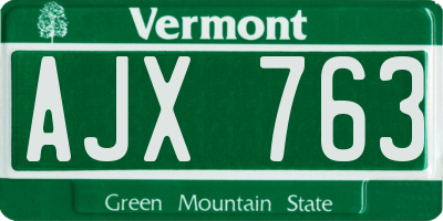 VT license plate AJX763