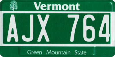 VT license plate AJX764