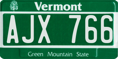 VT license plate AJX766