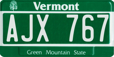 VT license plate AJX767