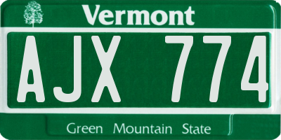 VT license plate AJX774