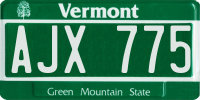 VT license plate AJX775