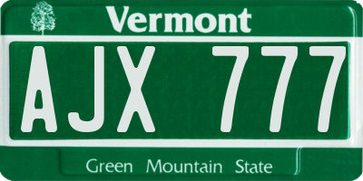 VT license plate AJX777